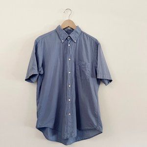 Hartford  Lightweight Garment Dyed Blue Cotton Shirt Mens L